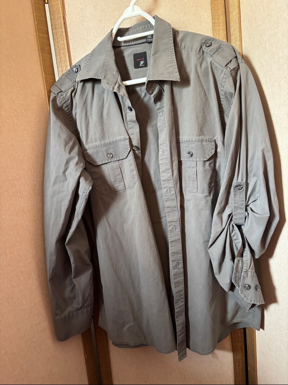 FINAL MARKDOWN JF j.ferrar Men's Military-Style Button Front Shacket- Gray XL